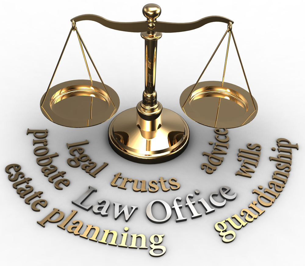 Scale with legal concepts of estate planning probate wills attorney